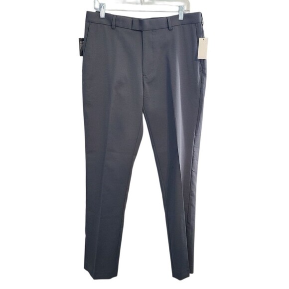 Van Heusen Pants Men 33x30 Grey Slim Fit Stretch FLEX Waistband Office Dress NWT - Picture 1 of 13